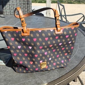 Dooney & Bourke Black and Pink Heart Tote